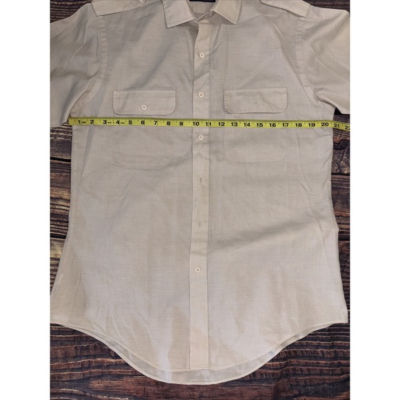Levis Shirt Mens M Beige Solid Button Up Vintage Cotton Work Wear Logo 90s - Picture 3 of 5